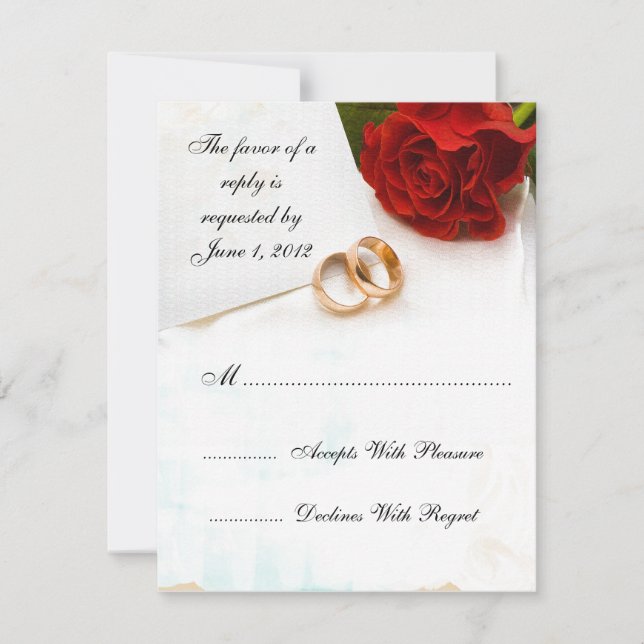Faire part de mariage roses rouges RSVP (Devant)