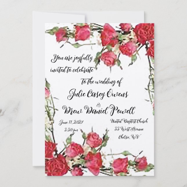 Faire-part de mariage Roses sont rouges (Devant)