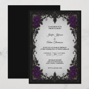 Faire-part de mariage Roses Violettes