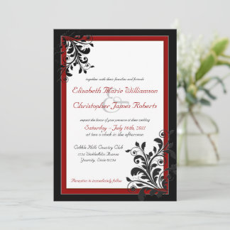 Faire-part de mariage rouge classique