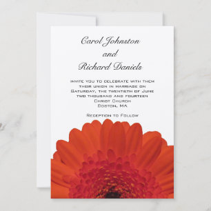 Faire-part de mariage rouge de marguerite de