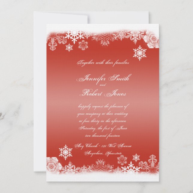 Faire-part de mariage rouge et blanc (Devant)