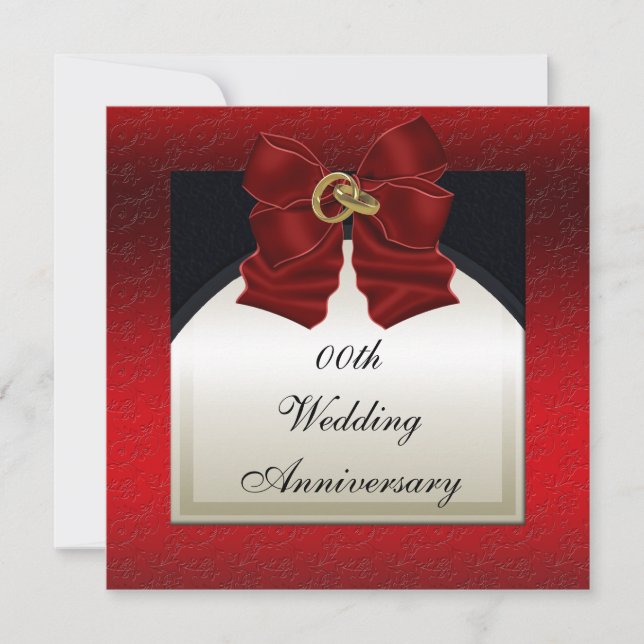 Faire-part de mariage rouge et noir pour anniversa (Devant)