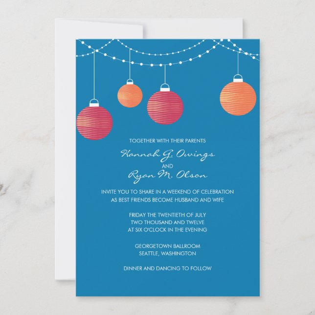 Faire-part de mariage rouge et orange (Devant)