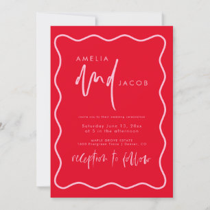 Faire-part de mariage Rouge et rose moderne