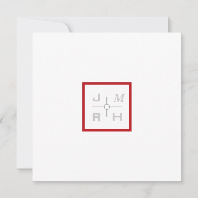 Faire-part de mariage rouge Grille moderne (Devant)