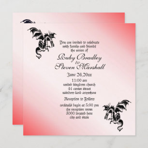 Faire-part de mariage rouge Imaginaire dragon