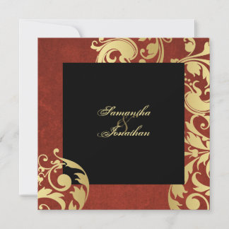 faire-part de mariage rouge or noir jolie florale