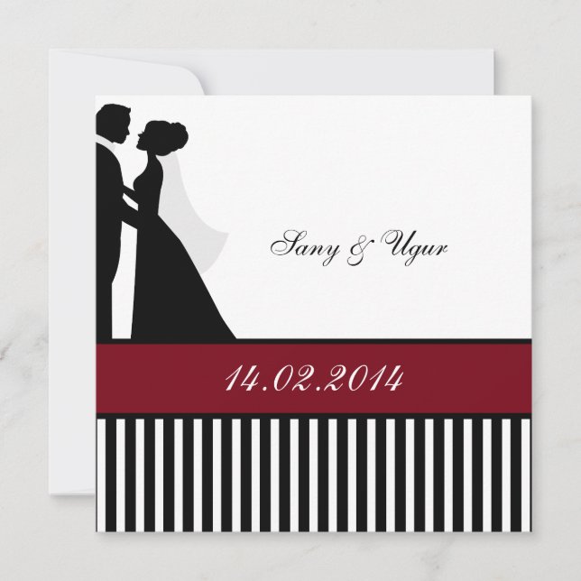 Faire-part de mariage rouge pour couple (Devant)