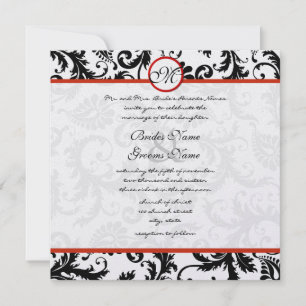 Faire-part de mariage rouge Trim noir Damask