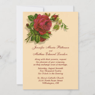 Faire-part de mariage rouge vintage