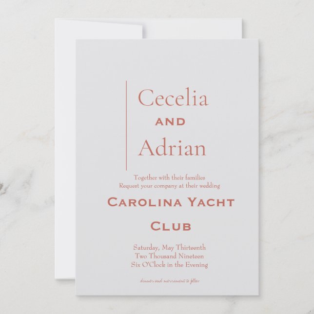 Faire-part de mariage rouille moderne (Devant)