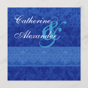 Faire-part de mariage Royal Blue Damask and Lace