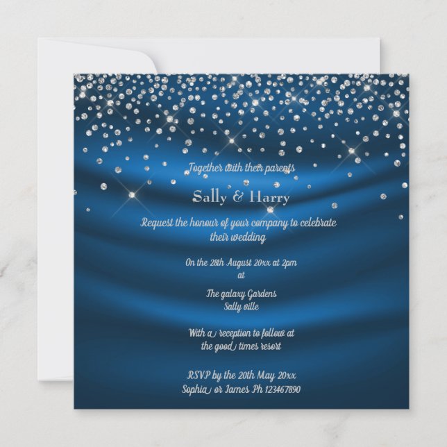 Faire-part de mariage Royal Blue Diamonds (Devant)