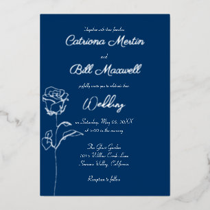 Faire-part de mariage Royal Blue et Real Silver Fo