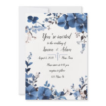 Faire-part de mariage Royal Blue Flowers