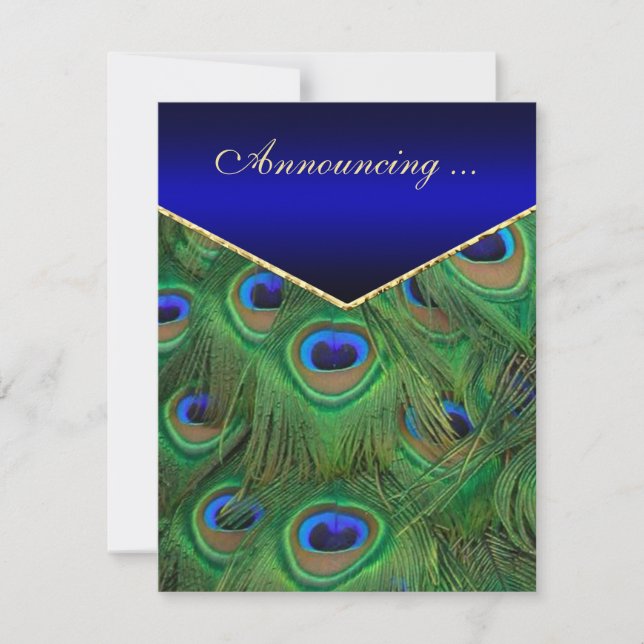 Faire-part de Mariage Royal Blue Peacock (Devant)