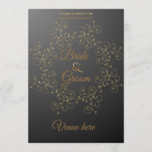 Faire-part de mariage royal noir et or élégant