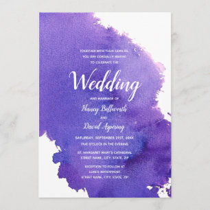 Faire-part de mariage Royal Purple Aquarelle