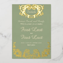 Faire-part de mariage royal rustique vert sauge av