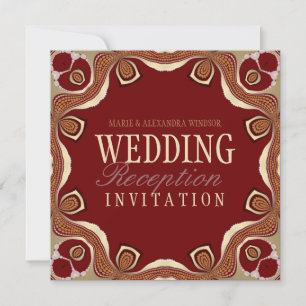 Faire-part de mariage royal tribal rouge + or alte