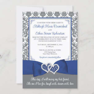 Faire-part de mariage royale bleue et gris sur mes