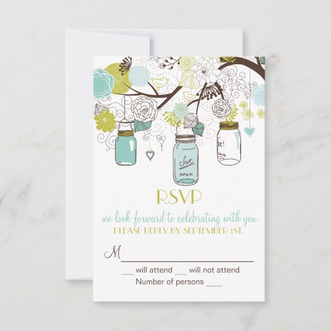Faire-part de mariage RSVP Bocaux de maçon fantais (Devant)