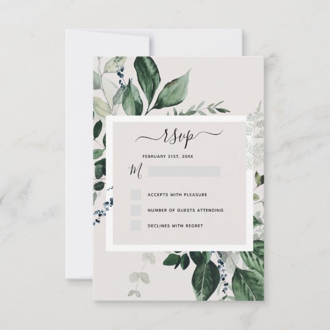 Faire-part de mariage RSVP Botanical Greenery (Devant)