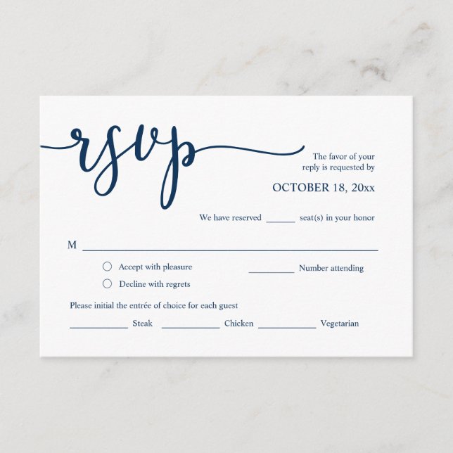 Faire-part de mariage RSVP, Carte des options de r (Devant)