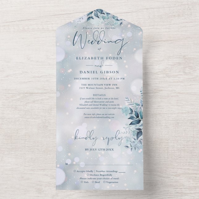 Faire-part de mariage RSVP Flocons de neige hivern (À l'intérieur)