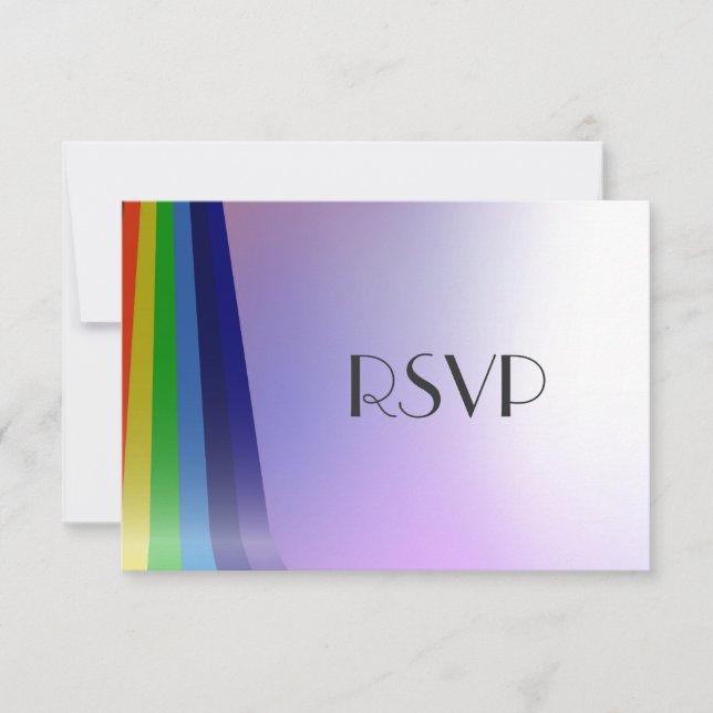 Faire-part de mariage RSVP Gay Rainbow et Rings (Devant)