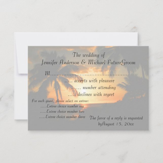 Faire-part de mariage RSVP Hawaii Sunset (Devant)