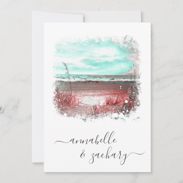 *~* FAIRE-PART DE MARIAGE + RSVP - Plage QR AR7 (Devant)