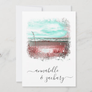 *~* FAIRE-PART DE MARIAGE + RSVP - Plage QR AR7