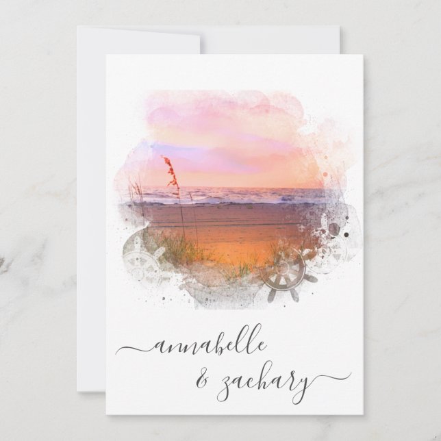 *~* FAIRE-PART DE MARIAGE + RSVP - QR Beach AR7 (Devant)