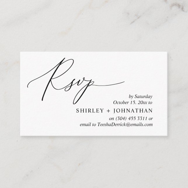 Faire-part de mariage RSVP, Rappel romantique mode (Devant)