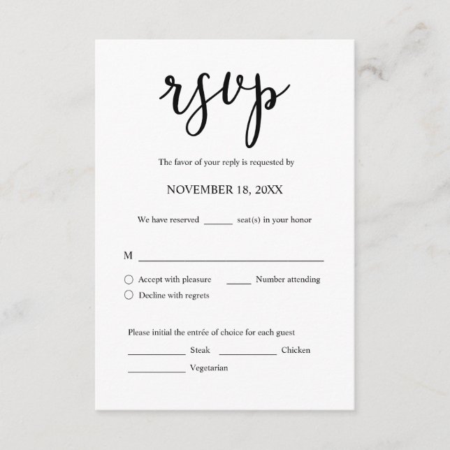 Faire-part de mariage RSVP Répondre, Carte des opt (Devant)