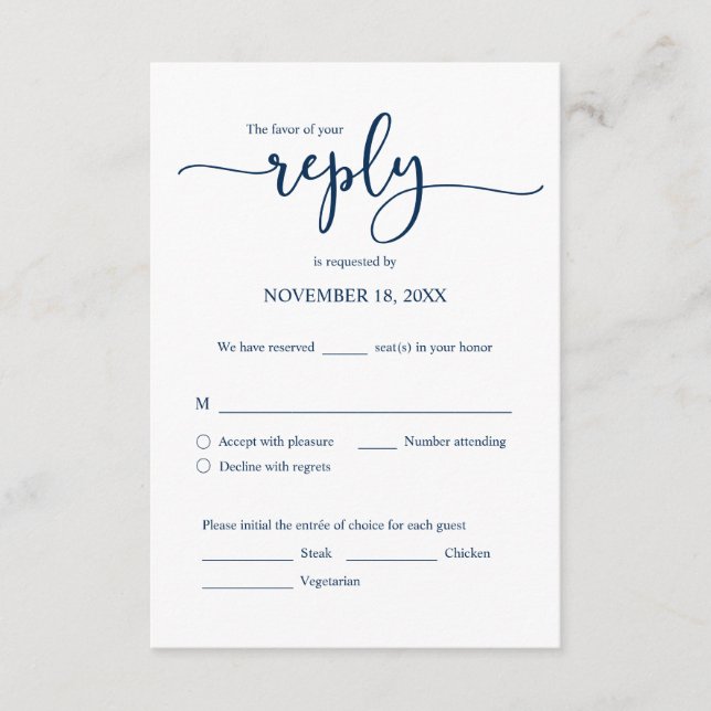 Faire-part de mariage RSVP Répondre, Carte des opt (Devant)