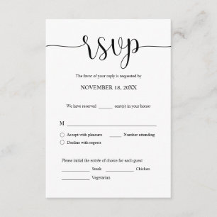 Faire-part de mariage RSVP Répondre, Carte des opt