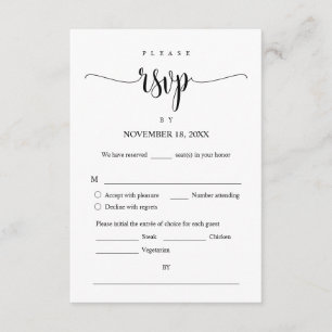 Faire-part de mariage RSVP Répondre, Carte des opt