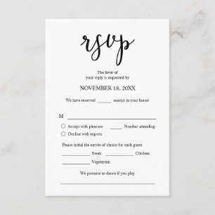 Faire-part de mariage RSVP Répondre, Carte des opt