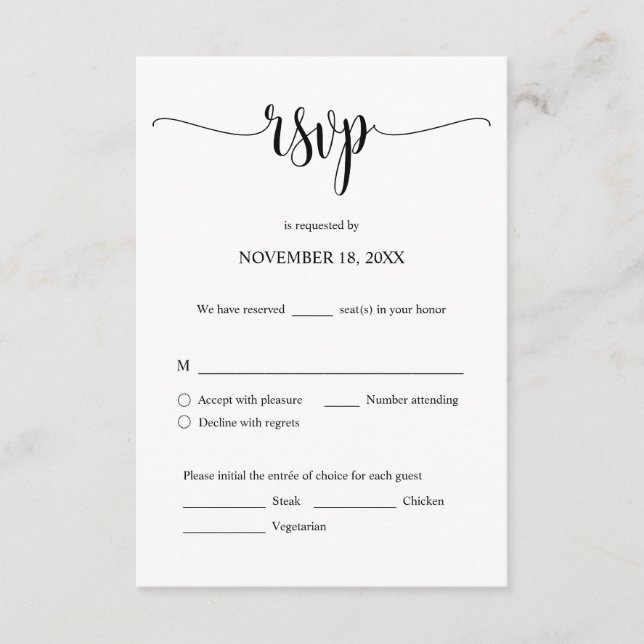 Faire-part de mariage RSVP Répondre, Carte des opt (Devant)