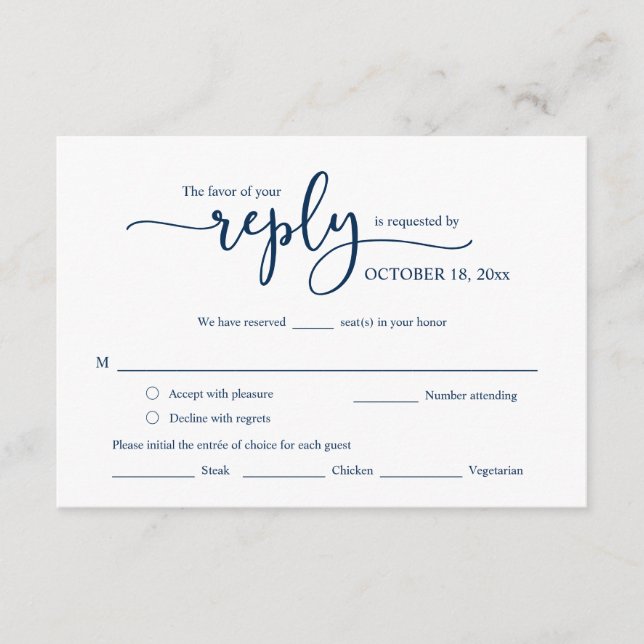 Faire-part de mariage RSVP Répondre, Carte des opt (Devant)