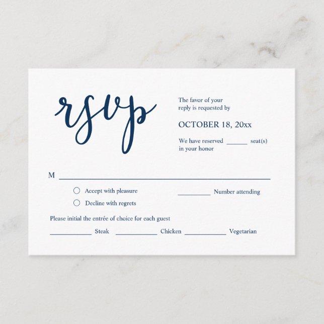 Faire-part de mariage RSVP Répondre, Carte des opt (Devant)