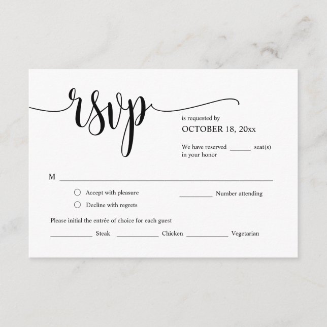 Faire-part de mariage RSVP Répondre, Carte des opt (Devant)