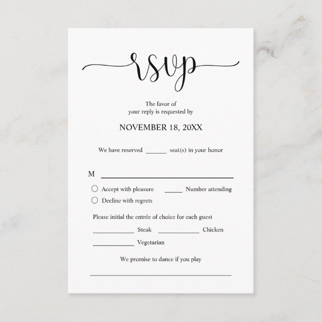Faire-part de mariage RSVP Répondre, Carte des opt (Devant)