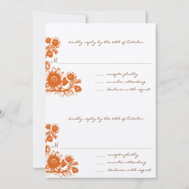 Faire-part de mariage RSVP Vintage Orange (Devant)