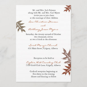 Faire-part de mariage Russe en feuilles de chêne