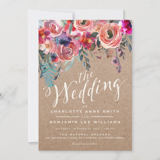 FAIRE-PART DE MARIAGE | Rustic Spring Élégant Flor (Devant)