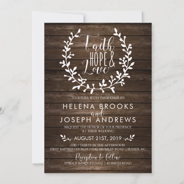 Faire-part de mariage Rustic Wood Faith (Devant)